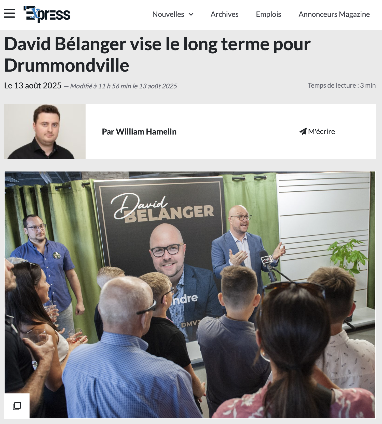 David Bélanger vise le long terme pour Drummondville